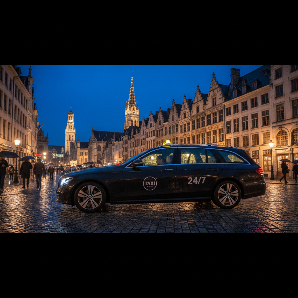 Realistische foto passend bij Welke taxi is 24 uur per dag beschikbaar in Antwerpen? voor website SE